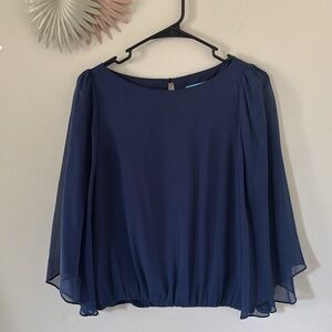 Alice + Olivia 100% Silk Navy Blue Women's Blouse - S
